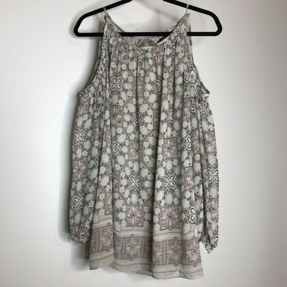 Max Studio Edit Cold Shoulder Geometric Blouse Sz… - image 1